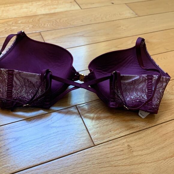 2015 NWT Victoria’s secret Very Sexy Plunge 34 C maroon lace, crisscross back - Picture 11 of 12